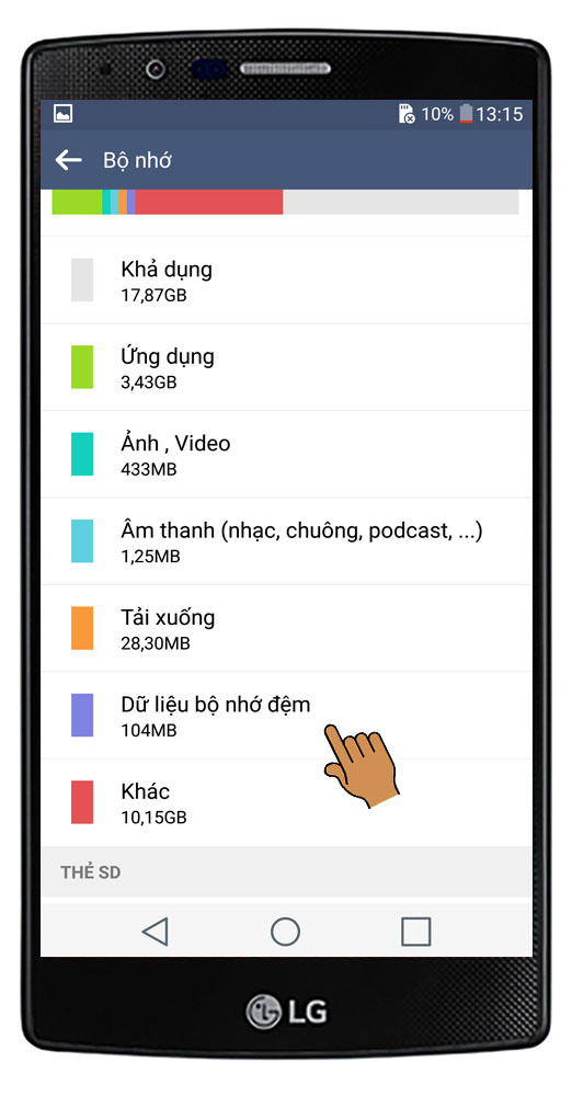 Chọn dữ liệu bộ nhớ đệm
